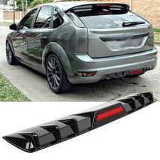 Gloss Black Rear Bumper Diffuser Splitter Lip W/ LED Light For Ford Focus SE ST