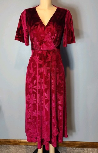 Velvet midi faux wrap dress - velvet,