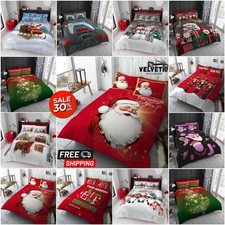 Christmas Santa Duvet Cover Set Pillowcase Xmas Bedding Quilt Single Double King