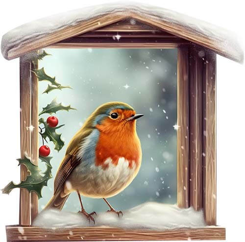 Colour christmas robin - christmas,