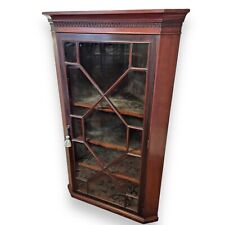 Antique George III Corner Cabinet Glazed Mahogany Hanging Display Wall Unit