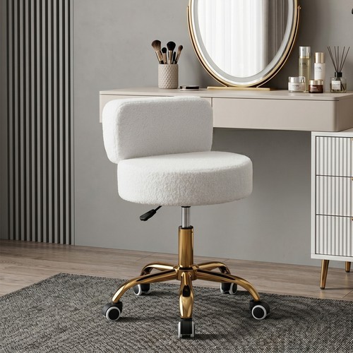 Teddy fleece vanity stool - fleece,