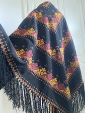 Scarf Shawl Wrap Throw Stole - Lined Cotton Embroidered Aztec Artisan Eastern