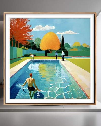 Pool with two figures - with, david