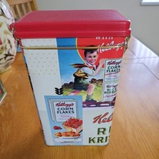 RARE Retro Style Vintage Kellogg's Storage Tin with Metal Clip Top 2012