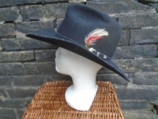 Genuine Misto-Felt men's Australian black 100% virgin wool fedora hat size 67/8"