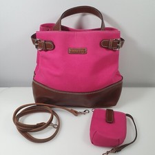 Pink Canvas Bag Faux Leather
