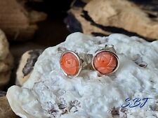 Sterling silver stud earrings inset with Coral