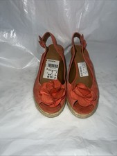 Clarks Women's Coral Suede Espadrile Wedge Sandals , Floral Detail  Size 5