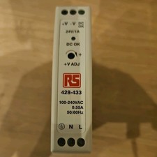 24v DC 1A Din rail mount RS Transformer 428-433 100-240VAC 0.55A