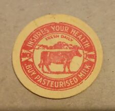 circa 1950's / 1960's Card Advertising Milk Bottle Top Cap - Pasteurised Milk (R