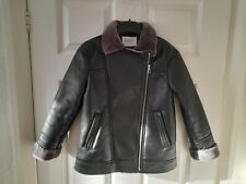 Zara Kids Black Faux Leather Faux Fur Lined Girls Jacket Size 8 Years/128 cm 