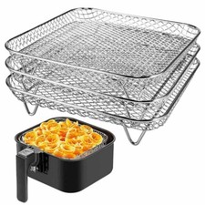 Square Air Fryer Racks Three Layer Stackable Dehydrator Racks Stainless Steel