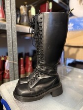 Dr Martens 1420 20 Hole Heeled Made In England Black Leather Boots Size 4