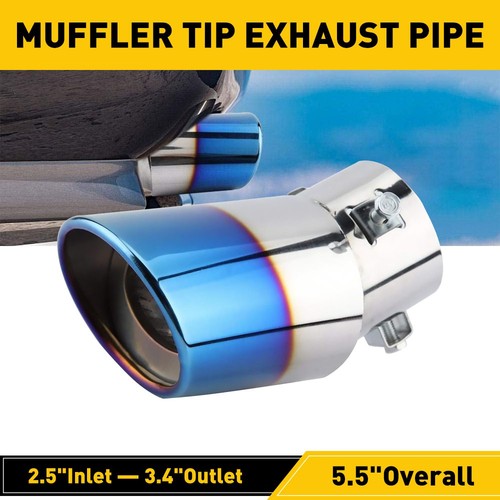 Blue auto round rear exhaust - blue,