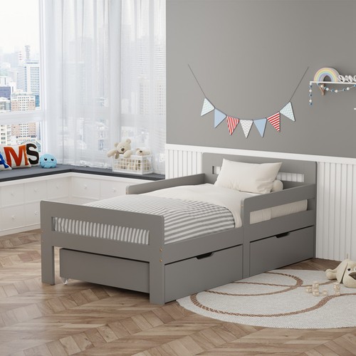 Wooden single bed toddler kids - wooden,