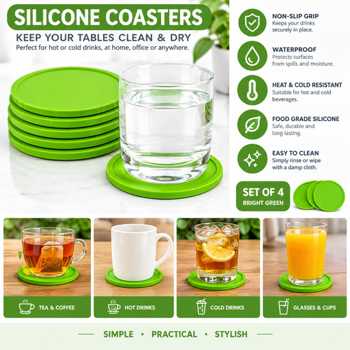 Round silicone coasters - 4x,