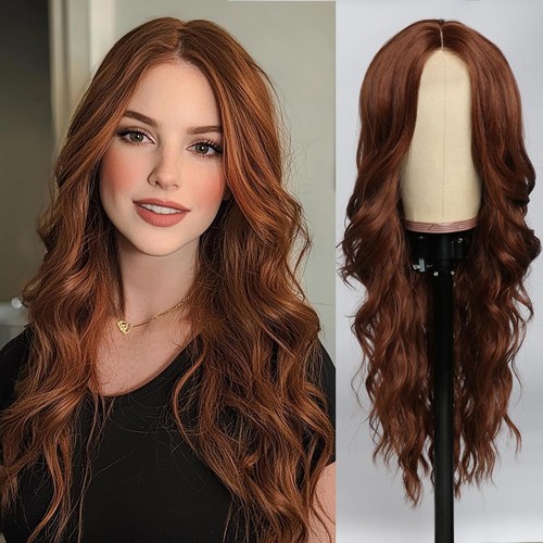 Long ginger wavy - wig, for