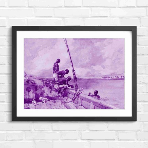 Seamen diving from boat - seamen,