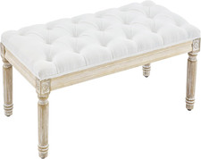 French Vintage Bench, Linen