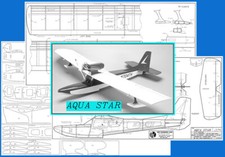 Model Airplane Plans (RC): AQUA STAR 40" Wingspan Seaplane for ½A Engine