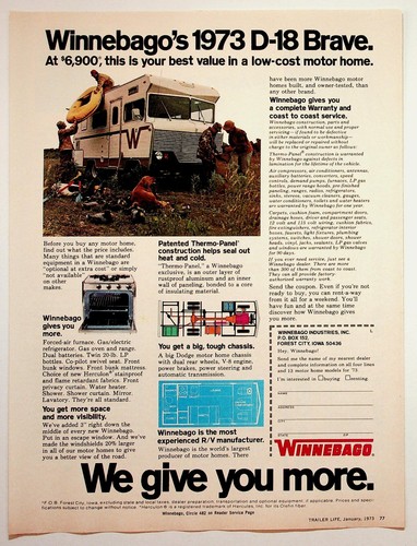 Winnebago 1973 brave rv - winnebago,
