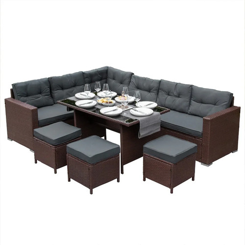 Rattan corner dining set - rattan,