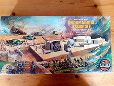 Airfix H0/00 - WW2 GUN EMPLACEMENT ASSAULT SET + 1st EDITION BROWN BOX 1970 Cplt