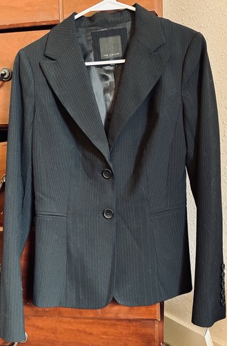 Button pinstriped blazer - button,
