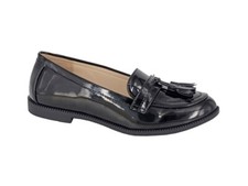 Boulevard patent pu  Tassle loafer slip on shoes style 412 Black Size uk 3  New