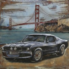 Vintage Classic Hot Rod Drag Race 3 Dimensional Wall Painting Art Large