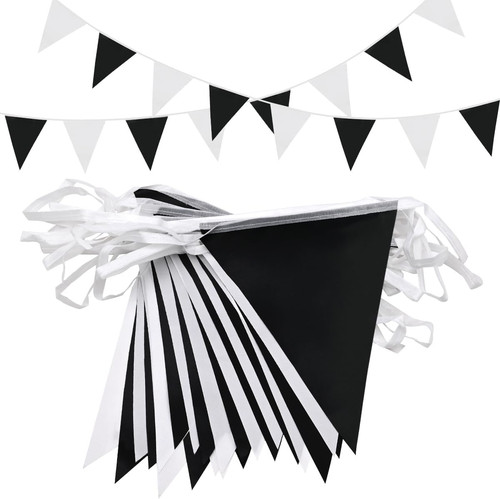 20m black and white bunting - 20m,
