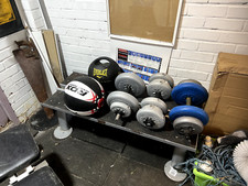 dumbell set with rack - GREAT CONDITION WITH MEDICINE BALLS