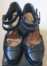 Black heeled leather shoes UK7.5 Studded ankle strap