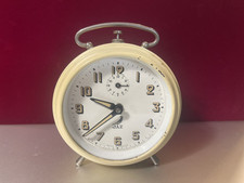 1950’s French JAZ, wind up mechanical alarm clock, Cream Colored, Retro / FRANCE