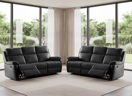 Black italian leather - black, seater