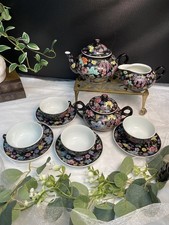 Full Set Vintage Chinese Familie  Noire Hand Paint Rare Porcelain Tea Set