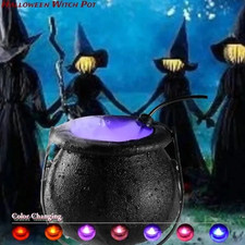 Halloween Witch Pot Smoke Machine Fogger Misting Cauldron Mist Maker Party Props