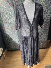 H&M Navy Pleat And Lace Maxi