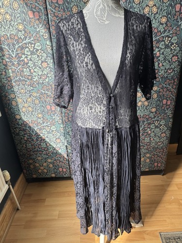 Navy pleat and lace maxi - navy,