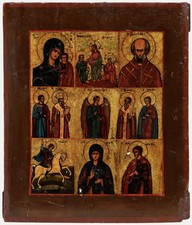 Late 19th Century Tempera - Icon of Saints & Sacred Scenes
