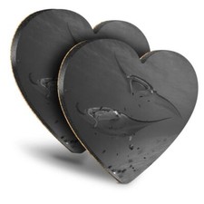 2x Heart MDF Coasters - BW -