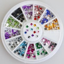 300pc Rhinestone 3D Nail Art Fashion Diamante Glitter Gem Multi Colour Squares