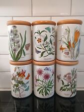 PORTMEIRION Kitchen Storage Jar Botanic Garden 7" / 18cm Tall Wooden Lid Vintage