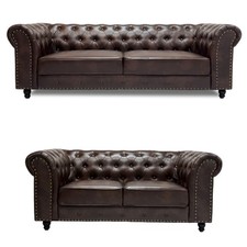 Brown Modern Chesterfield 3+2