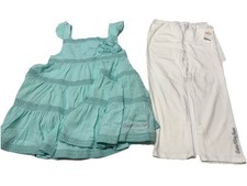 CALVIN KLEIN JEANS GIRLS 2PC SET TOP  & LEGGINGS SIZE 5-6 YRS Green/blue/WHITE