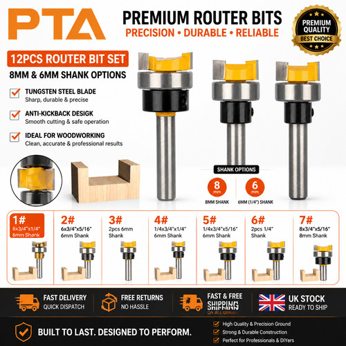 6mm shank straight flush - 6mm,