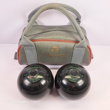 2 x Henselite Crown Conquest Twinring Lawn Bowls Bias 2 Full 2-06 & Leather Case