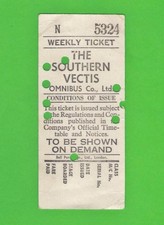 Southern Vectis - Weekly Bus Ticket - Bell Punch Insert Setright Card - c.1970S