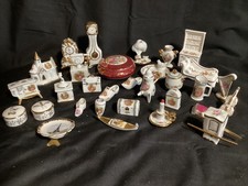 Vintage LIMOGES White/gold  Set of 30 Pieces Porcelain Miniature Furniture Etc